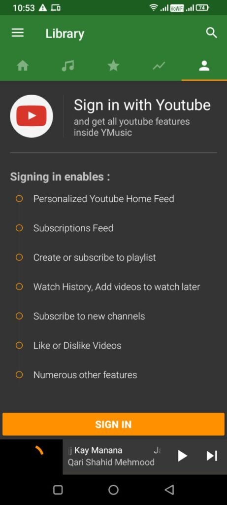 YMusic APK Youtube Settings